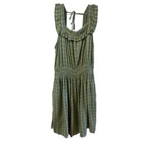 Maurices Green Plaid Dress Square Neck Sleeveless Stretchy Size L